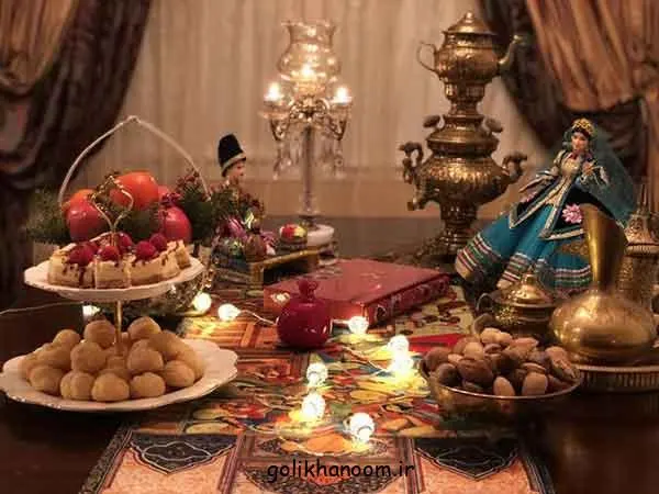 تصویر مرتبط با ایدههای خلاقانه برای تزیین سفره شب یلدا با سبک سنتی و مدرن