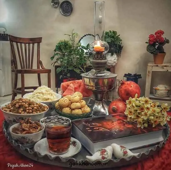 تصویر مرتبط با ایدههای خلاقانه برای تزیین سفره شب یلدا با سبک سنتی و مدرن