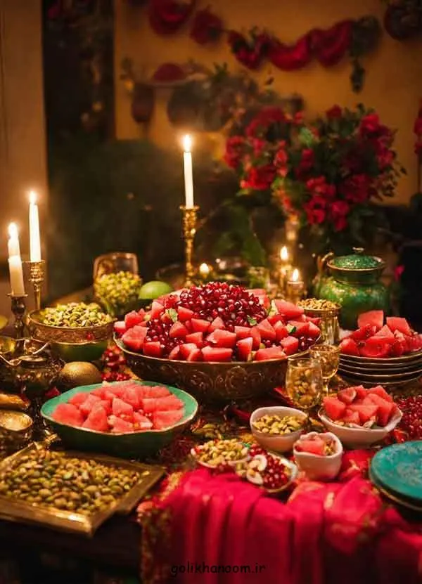 تصویر مرتبط با ایدههای شیک و سنتی برای چیدمان سفره شب یلدا