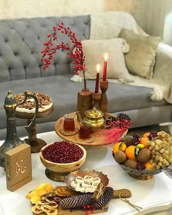 تصویر مرتبط با ایدههای شیک و سنتی برای چیدمان سفره شب یلدا