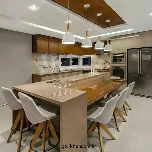 کابینت آشپزخانه با رنگ چوب و رگه‌های طبیعی