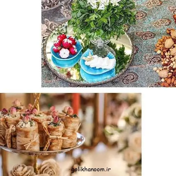 تصویر مرتبط با ایده‌های جذاب تزیین نان و پنیر برای سفره عقد با گل و سبزیجات