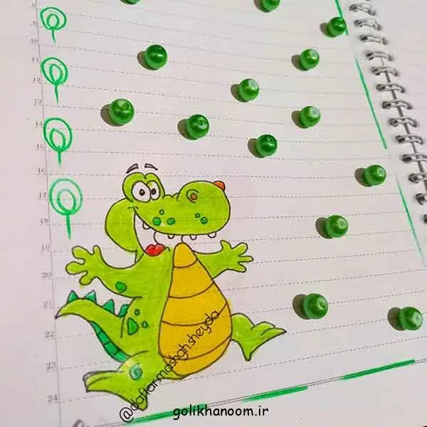 تصویر مرتبط با آموزش نقاشی تمساح با مداد رنگی به سبک کارتونی و ساده