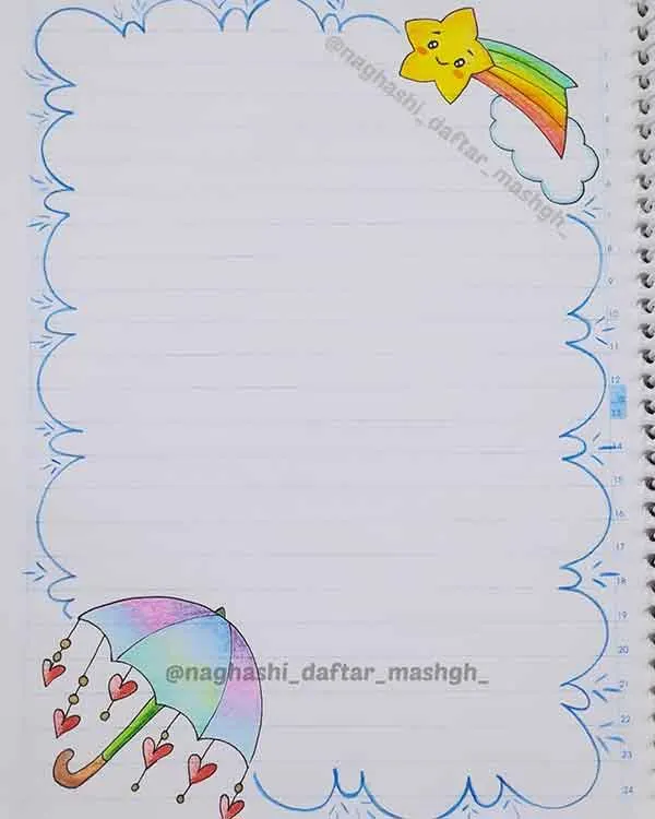 تصویر مرتبط با ایده‌های متنوع برای حاشیه تزیین دفتر مشق با نقاشی دخترانه