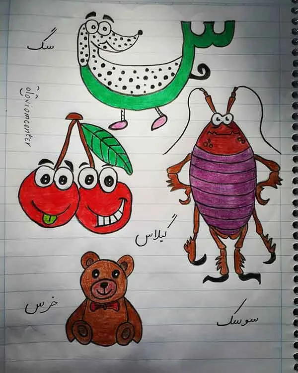 تصویر مرتبط با مدل‌های متنوع نقاشی حاشیه دفتر با حرف س برای کلاس اول دبستان