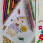 نمونه‌ای از حاشیه تزیین دفتر مشق با نقاشی رنگارنگ و جذاب