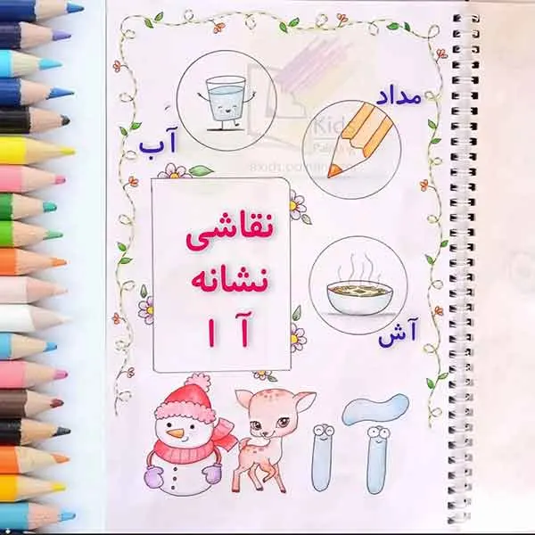 تصویر مرتبط با ایده‌های جذاب نقاشی حاشیه دفتر با حروف الفبای فارسی