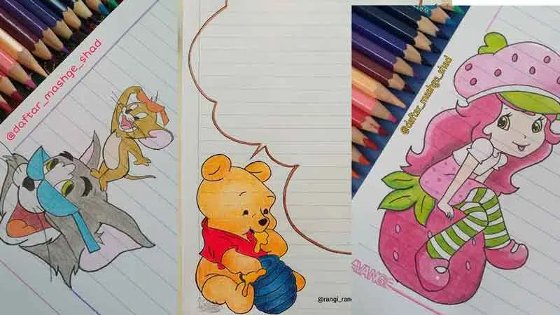 نقاشی برای زیر دفتر املا؛ نمونه نقاشی‌های متنوع برای زیر دفتر املا د
