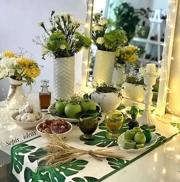 تصویر مرتبط با ایدههای نوین و جذاب برای چیدمان سفره هفت سین