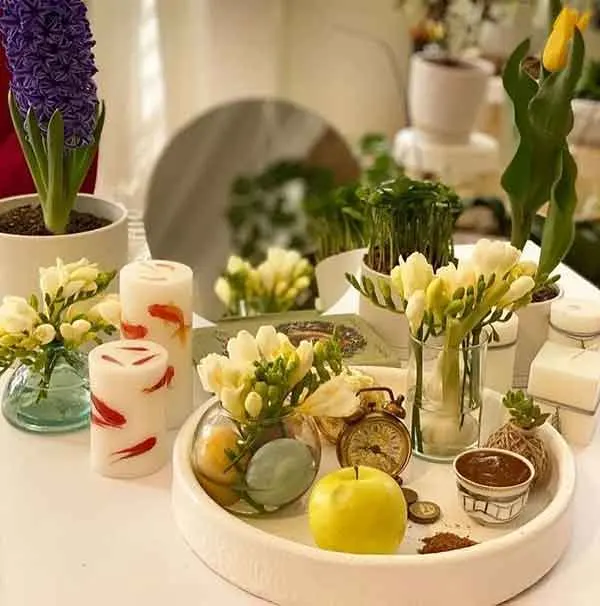 تصویر مرتبط با ایدههای نوین و جذاب برای چیدمان سفره هفت سین