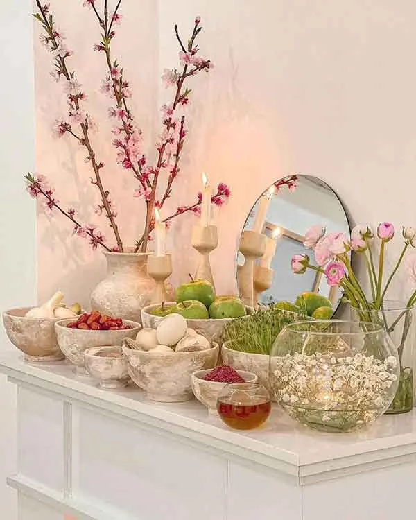 تصویر مرتبط با ایدههای نوین و جذاب برای چیدمان سفره هفت سین