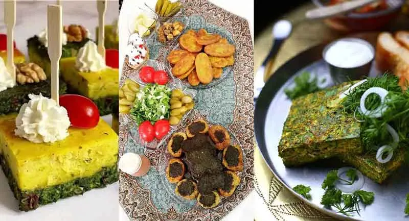 تصویر تزیین کوکو سبزی به شکل‌های مختلف قالبی و بدون قالب