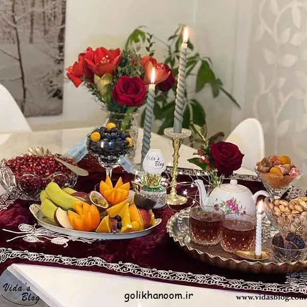 تصویر مرتبط با ایدههای ساده و شیک برای تزیین میز شب یلدا