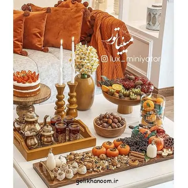 تصویر مرتبط با ایدههای ساده و شیک برای تزیین میز شب یلدا