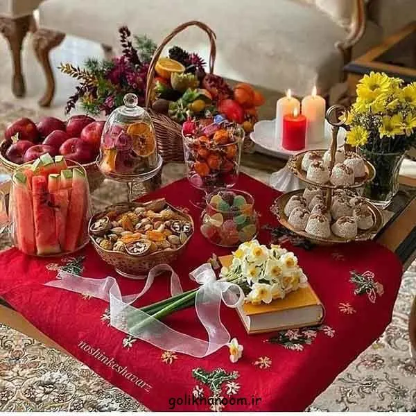 تصویر مرتبط با ایدههای ساده و شیک برای تزیین میز شب یلدا