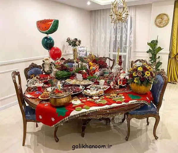 تصویر مرتبط با ایدههای ساده و شیک برای تزیین میز شب یلدا