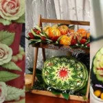 تزیین هندوانه برای شب یلدا؛ هندوانه تزیین شده با حکاکی و طرحهای زیب