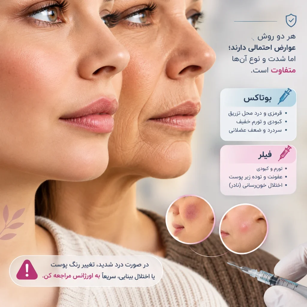 عوارض فیلر بیشتر است یا بوتاکس؟