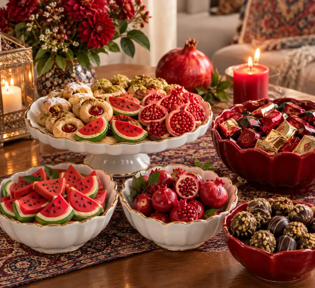 تزیین شیرینی و شکلات یلدایی