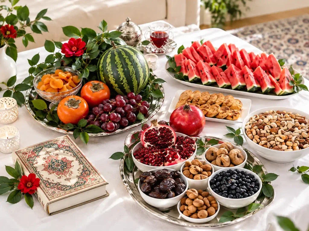 سفره یلدای مینیمال با سه رنگ