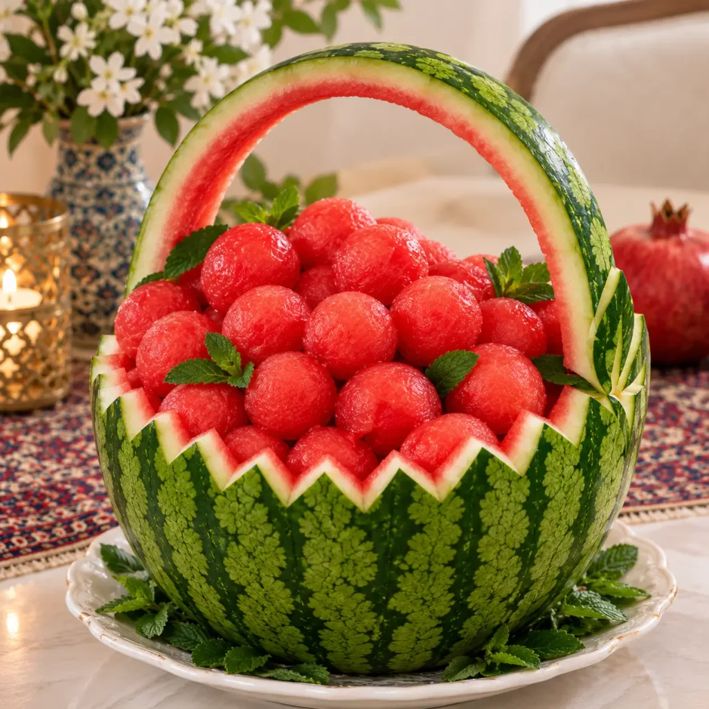 تزیین هندوانه به شکل سبد