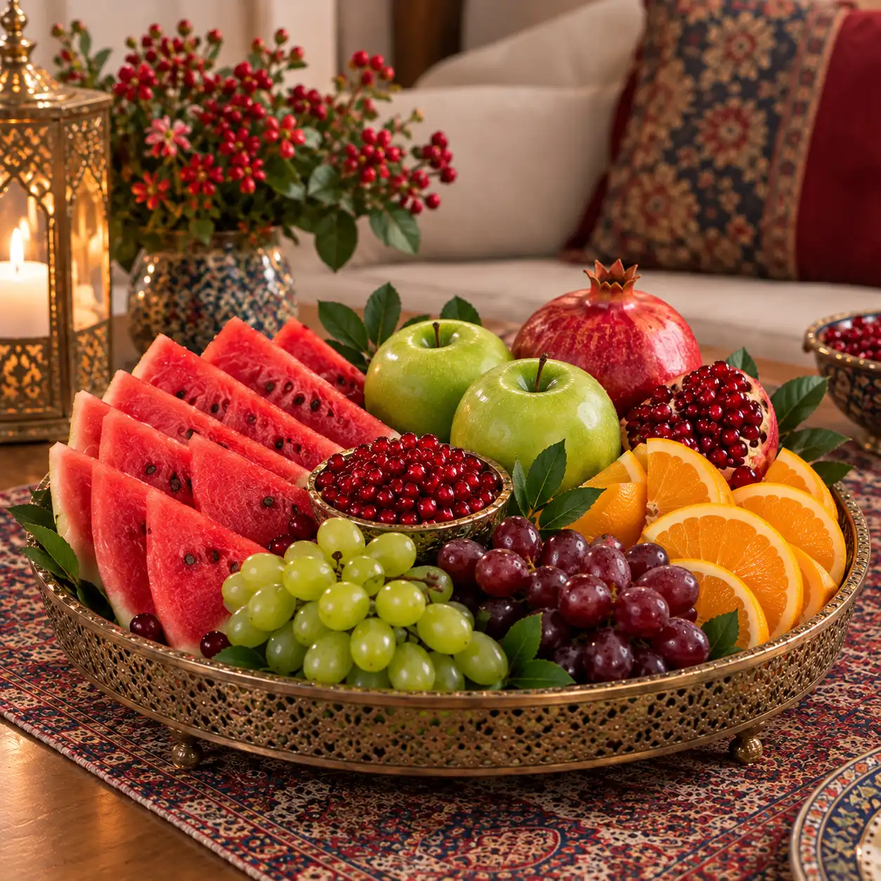 تزیین ظرف میوه با ترکیب رنگی جذاب