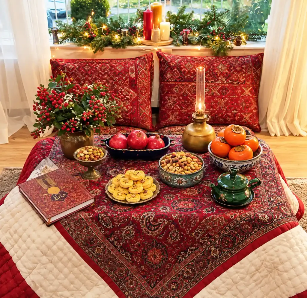 سفره شب یلدا روی کرسی