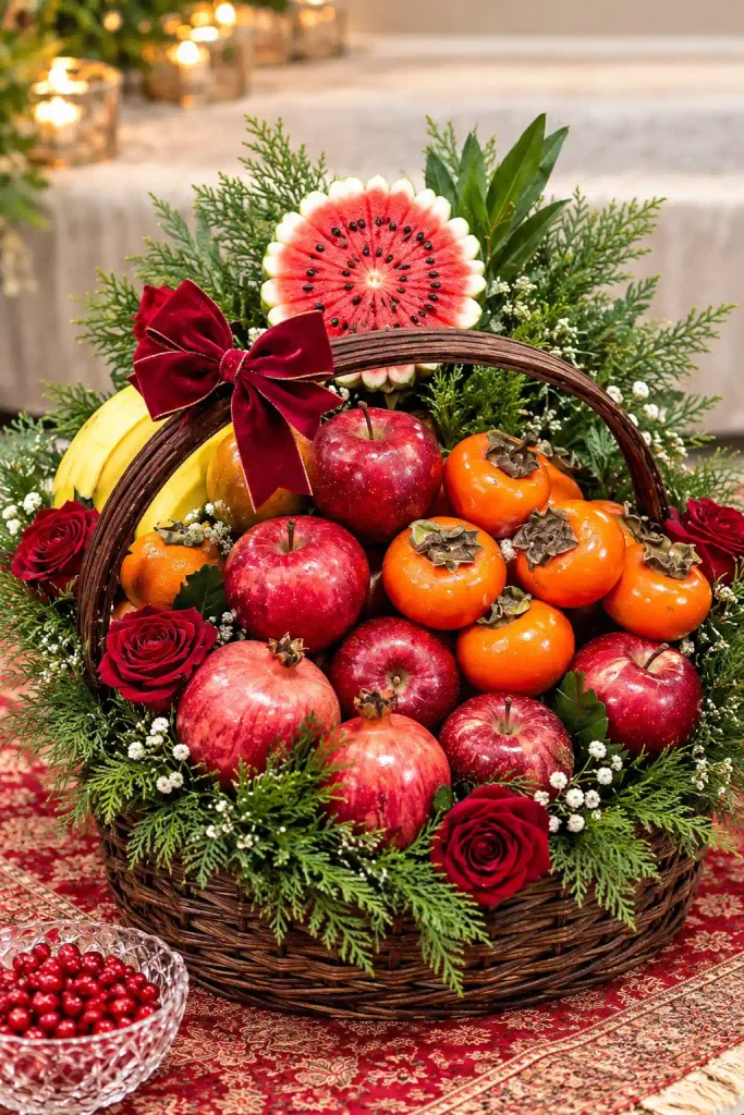 تزیین سبد میوه شب یلدا عروس