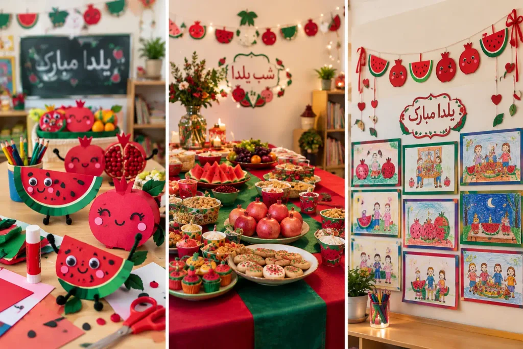 تزیین شب یلدا برای مدرسه و مهدکودک