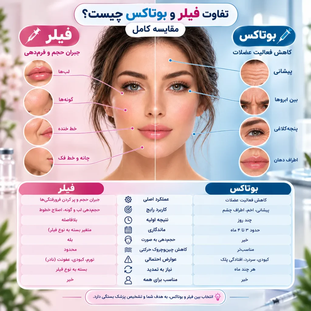 تفاوت فیلر و بوتاکس چیست؟ مقایسه کامل