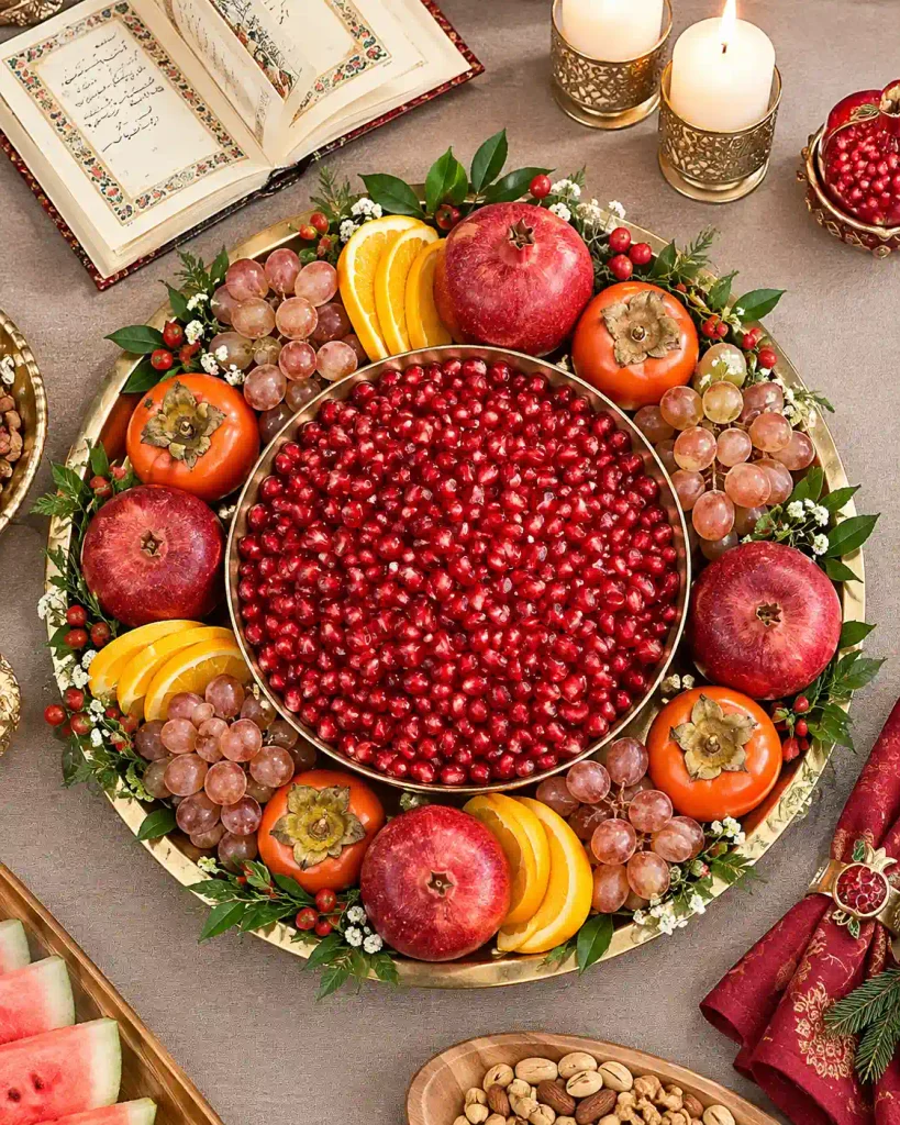 تزیین میز شب یلدا با تم انار