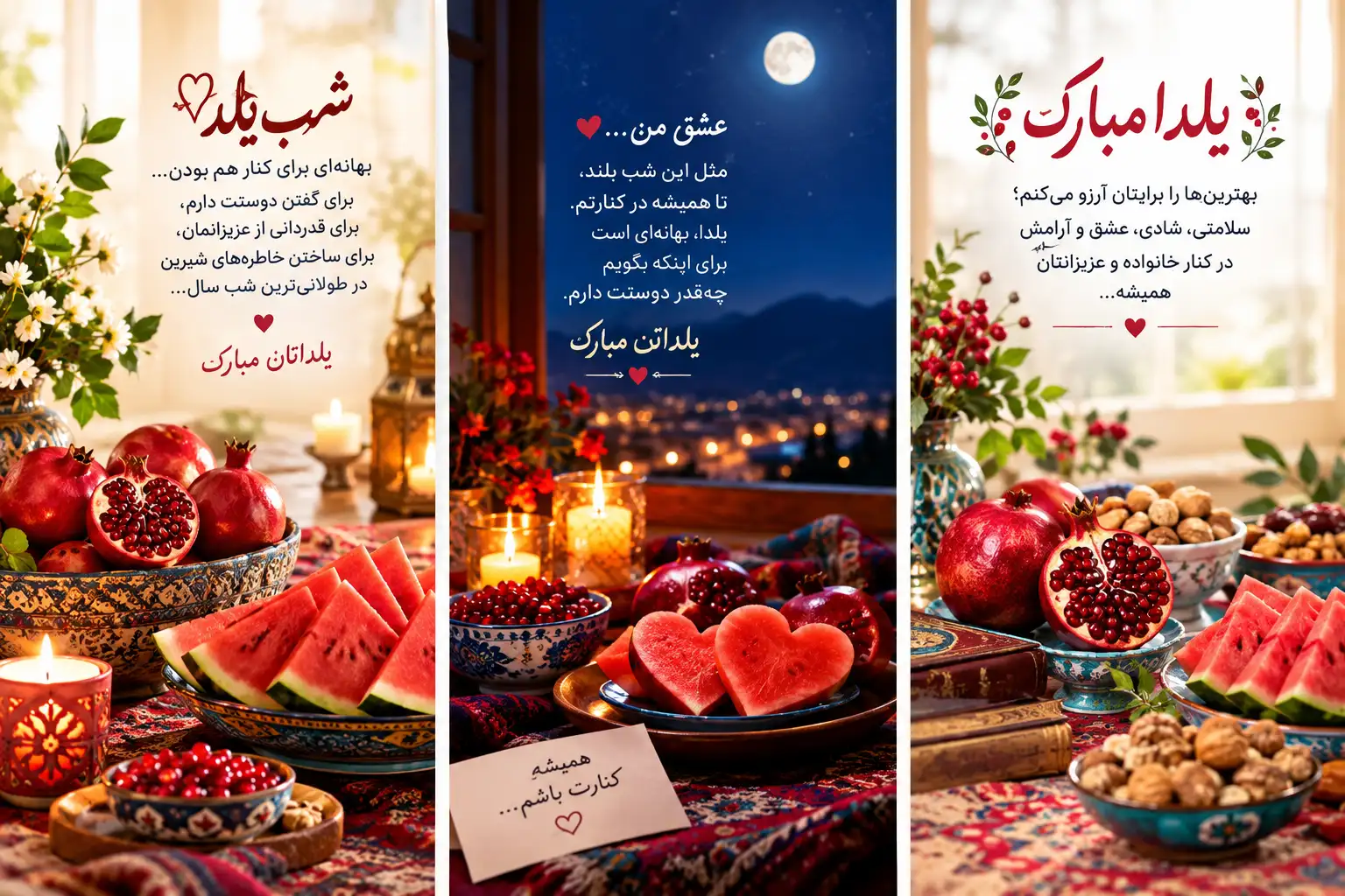 ۱۰۰ متن تبریک شب یلدا؛ زیباترین پیام‌های کوتاه، عاشقانه، رسمی و دوستانه