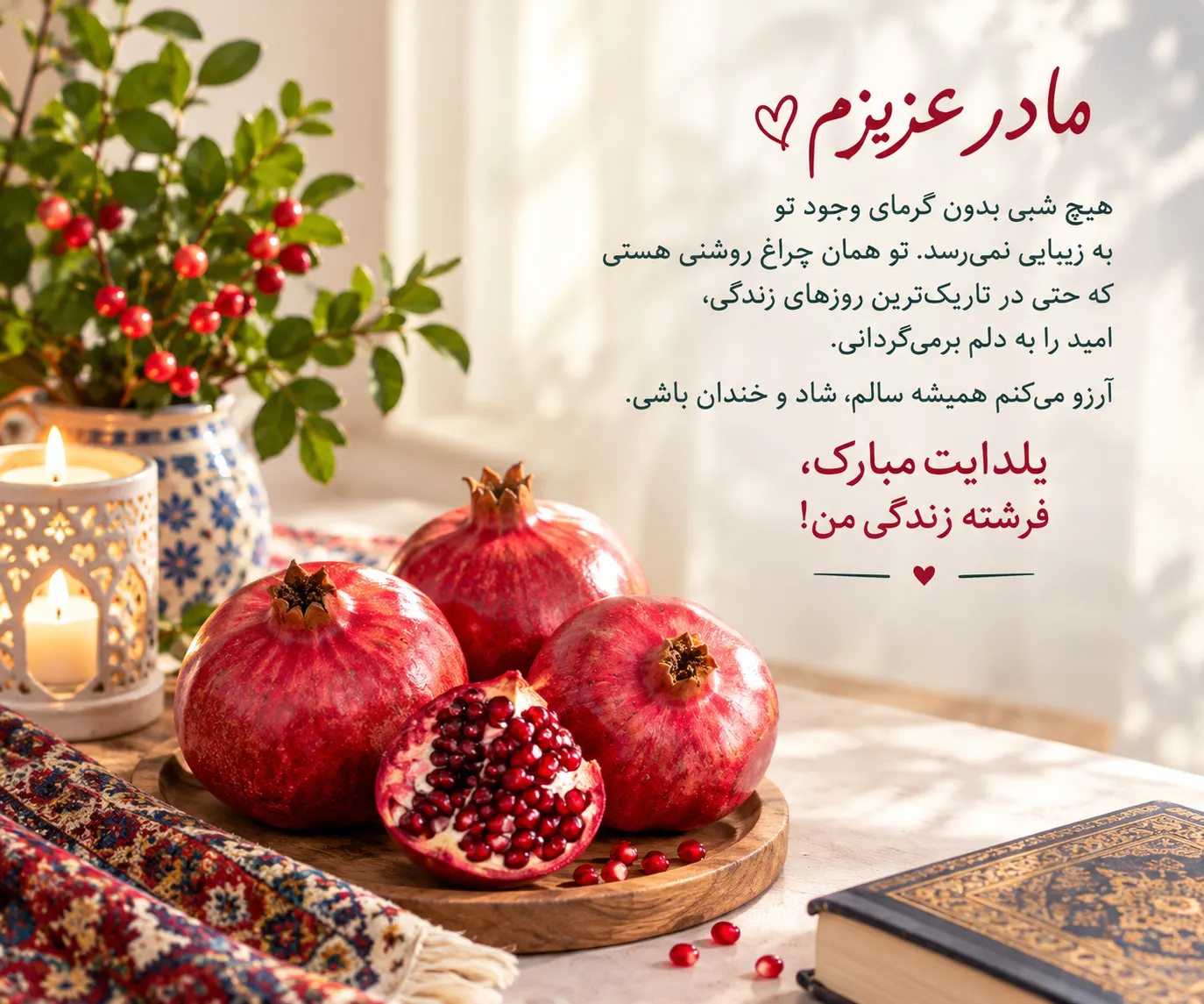 متن تبریک شب یلدا برای مادر