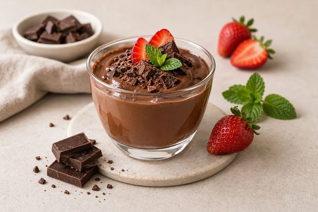 دسر شکلاتی سالم تهیه شده با موز و ماست یونانی