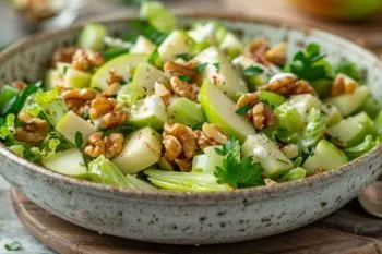 سالاد سیب و کرفس ترد؛ یک ترکیب خوشمزه و خنک با سیب، گردو و ماست