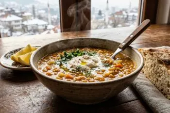طرز تهیه عدسی داغ؛ کاسه عدسی داغ و لعابدار با پیازداغ و چاشنیهای ت
