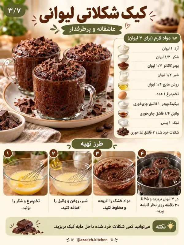 طرز تهیه ۶ مدل کیک لیوانی خوشمزه بدون فر و دردسر