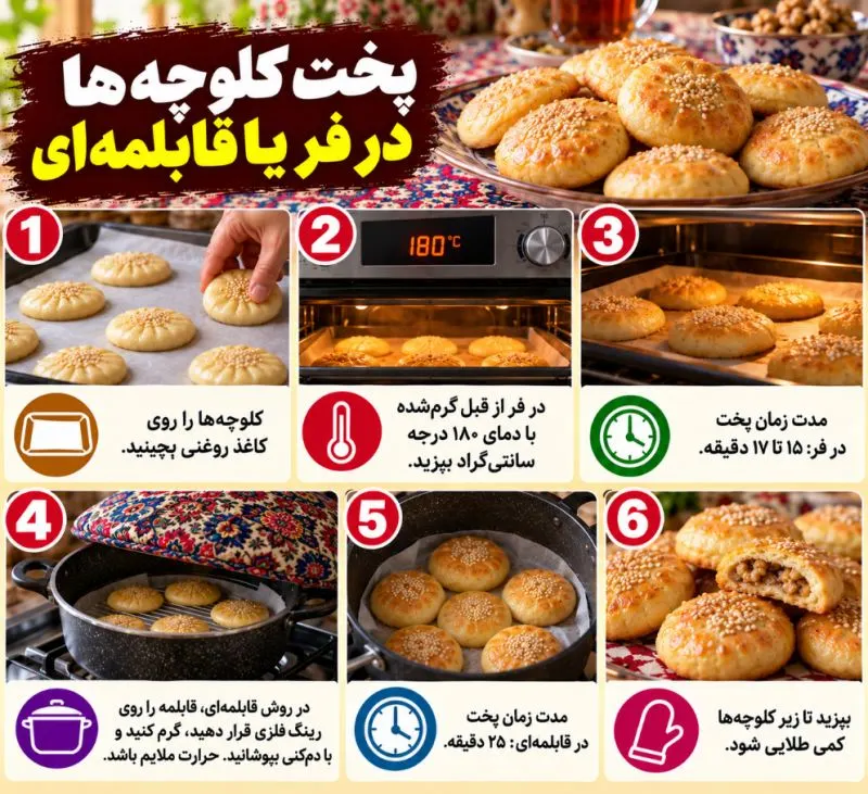 تصویر مرتبط با روش تهیه کلوچه سنتی مغزدار نرم و خوشعطر بدون فر