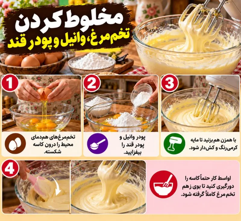 مراحل تهیه کلوچه سنتی مغزدار بدون نیاز به فر