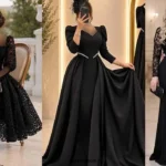 مدل لباس مجلسی لاکچری مشکی با طراحی شیک و پارچه‌های لوکس