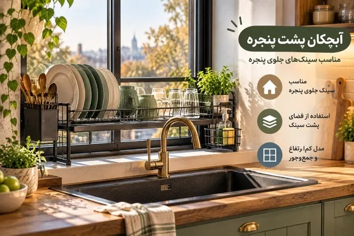 آبچکان بالای سینک استیل بدون اشغال فضای کانتر