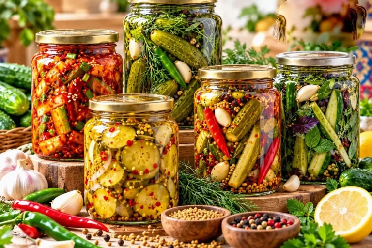 چندین مدل خیارشور با طعم‌های متنوع از کشورهای مختلف جهان