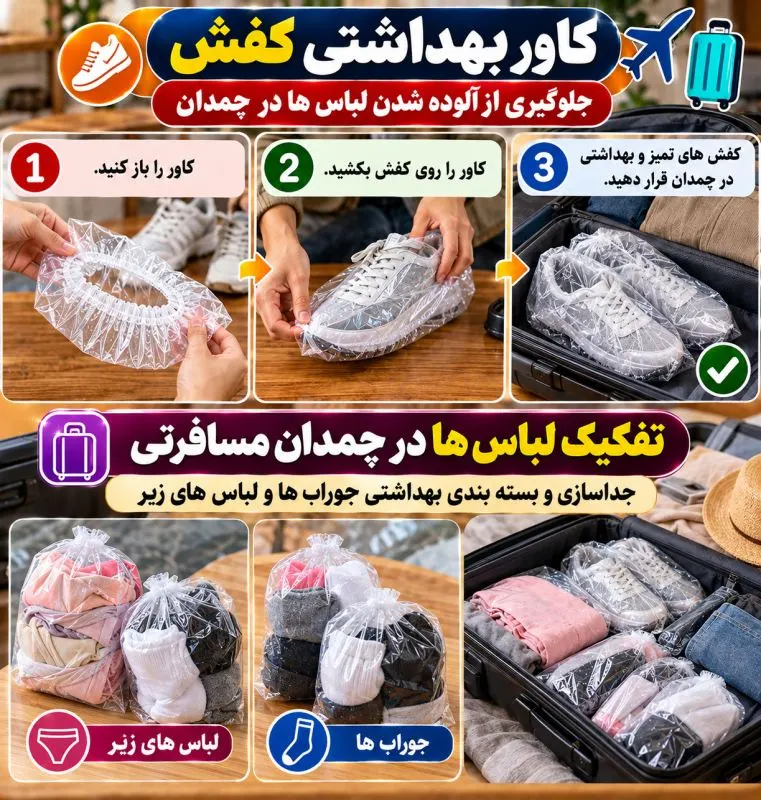 کاورهای نایلونی کش دار برای تفکیک لباسها در سفر