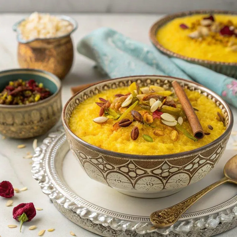 تصویر مرتبط با دستور تهیه شله زرد مجلسی با رنگ طلایی و عطر زعفران