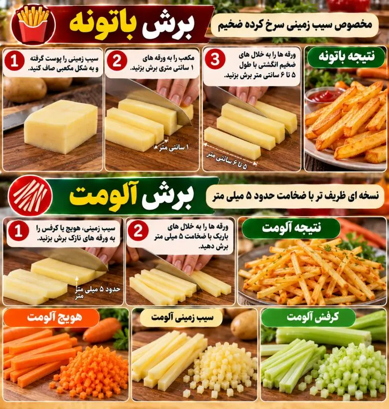 برشهای مکعبی و خاص سبزیجات