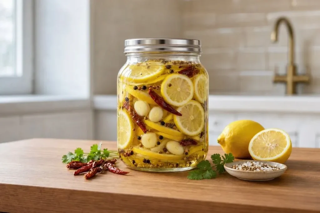 تصویر مرتبط با طرز تهیه ترشی لیمو ترش بندری با طعمی تند و خوشعطر