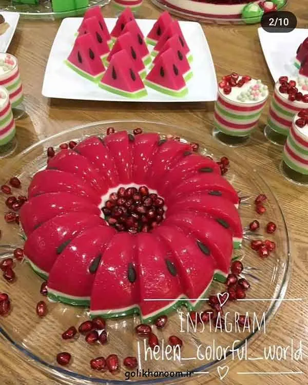 تصویر مرتبط با ایده‌های خلاقانه تزیین ژله یلدا برای مدرسه با طرح‌های رنگارنگ