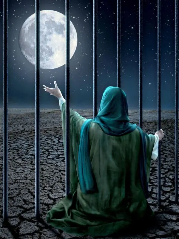 امام موسی کاظم (ع) در حال نماز و راز و نیاز با خداوند