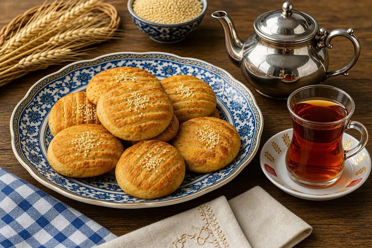 طرز تهیه کلوچه فومن؛ تصویر کلوچه فومن نرم و خوش‌عطر با طرح سنتی