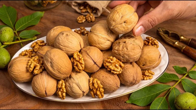 پارچ شیشه‌ای حاوی شیر گردوی خانگی سفید رنگ